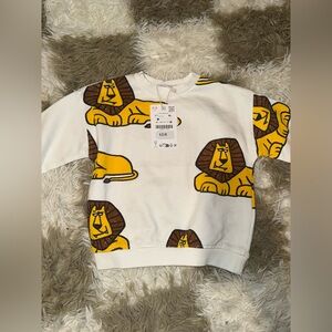 Zara Kids White and Yellow Lion Sweatshirt